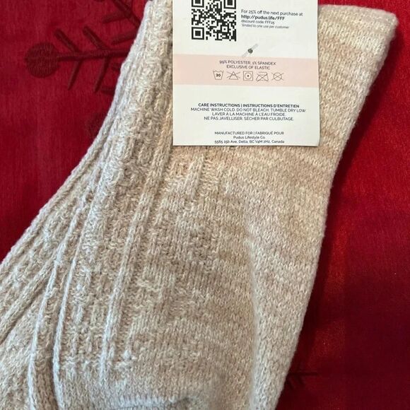 Pudus Beige Over The Knee Sweater Socks - Picture 2 of 6